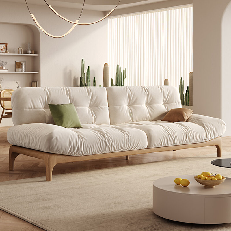 Cloud Sofa: Modern Minimalist Removable Washable Leather Ins Cream Sofa