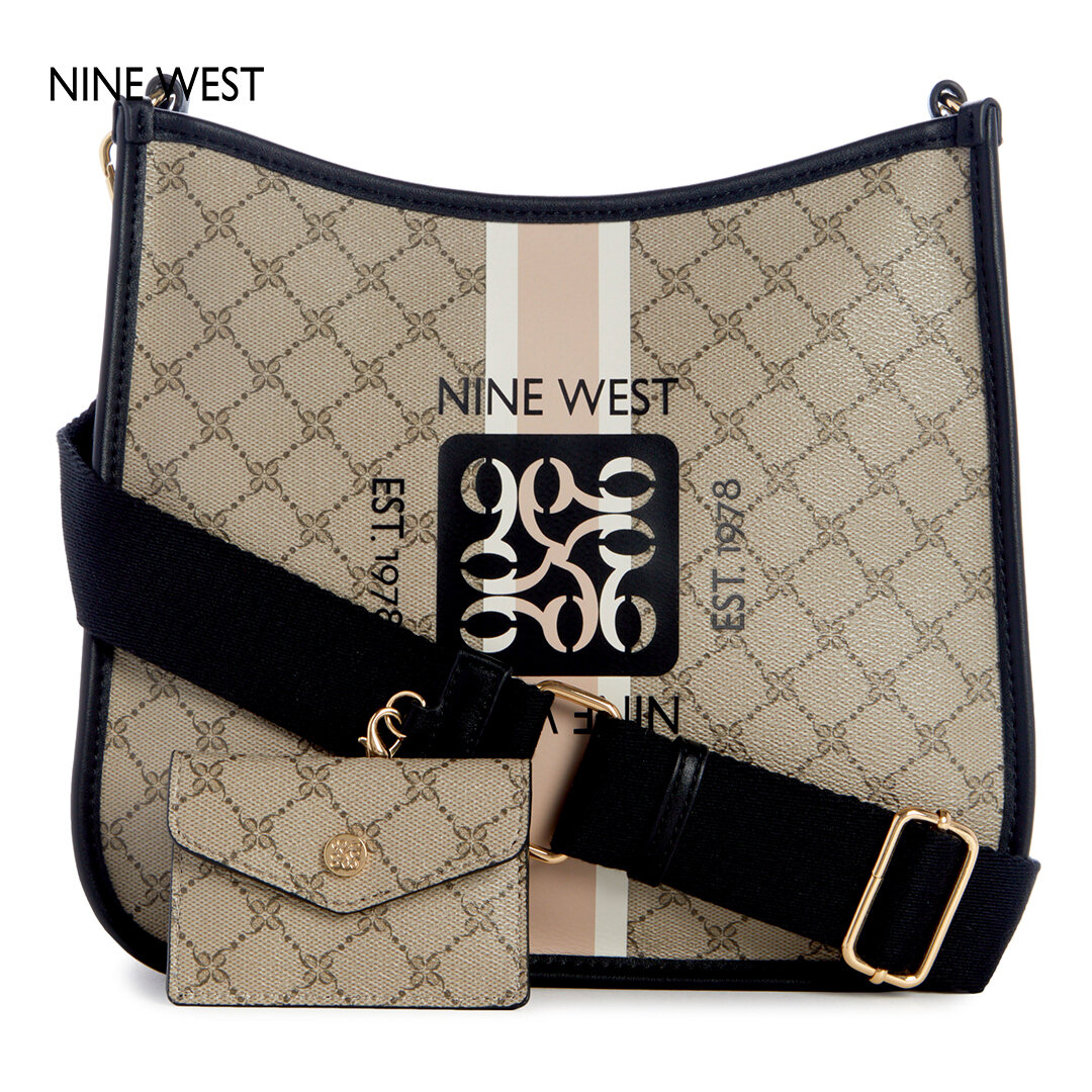 Nine West Brice Crossbody Bag Beige Logo/Black