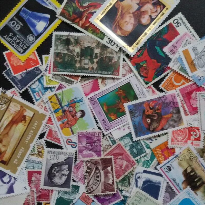 100 PCS All Different World Postage Stamps With Post Mark.