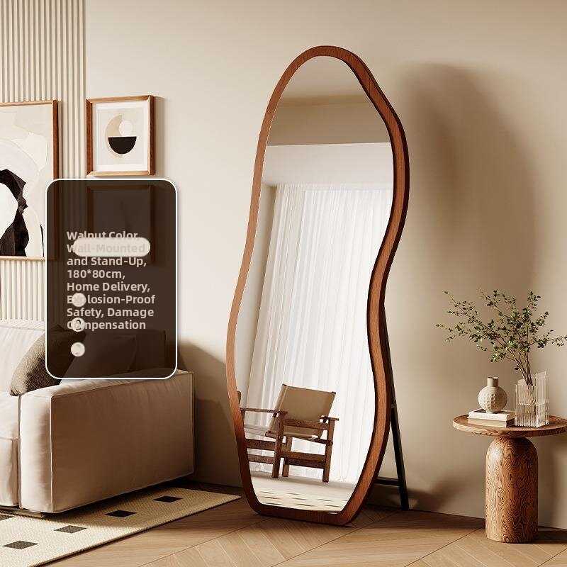 Vintage Full-Length Floor Mirror Clothing Mirror for Womens Bedroom Wall-Hanging Unique Shape Try-On Mirror Home Use