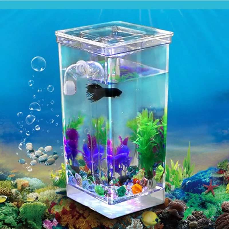 Mini Simple Fish Tank Self-cleaning Small Desktop Fish Tank Acrylic  Transparent Aquarium