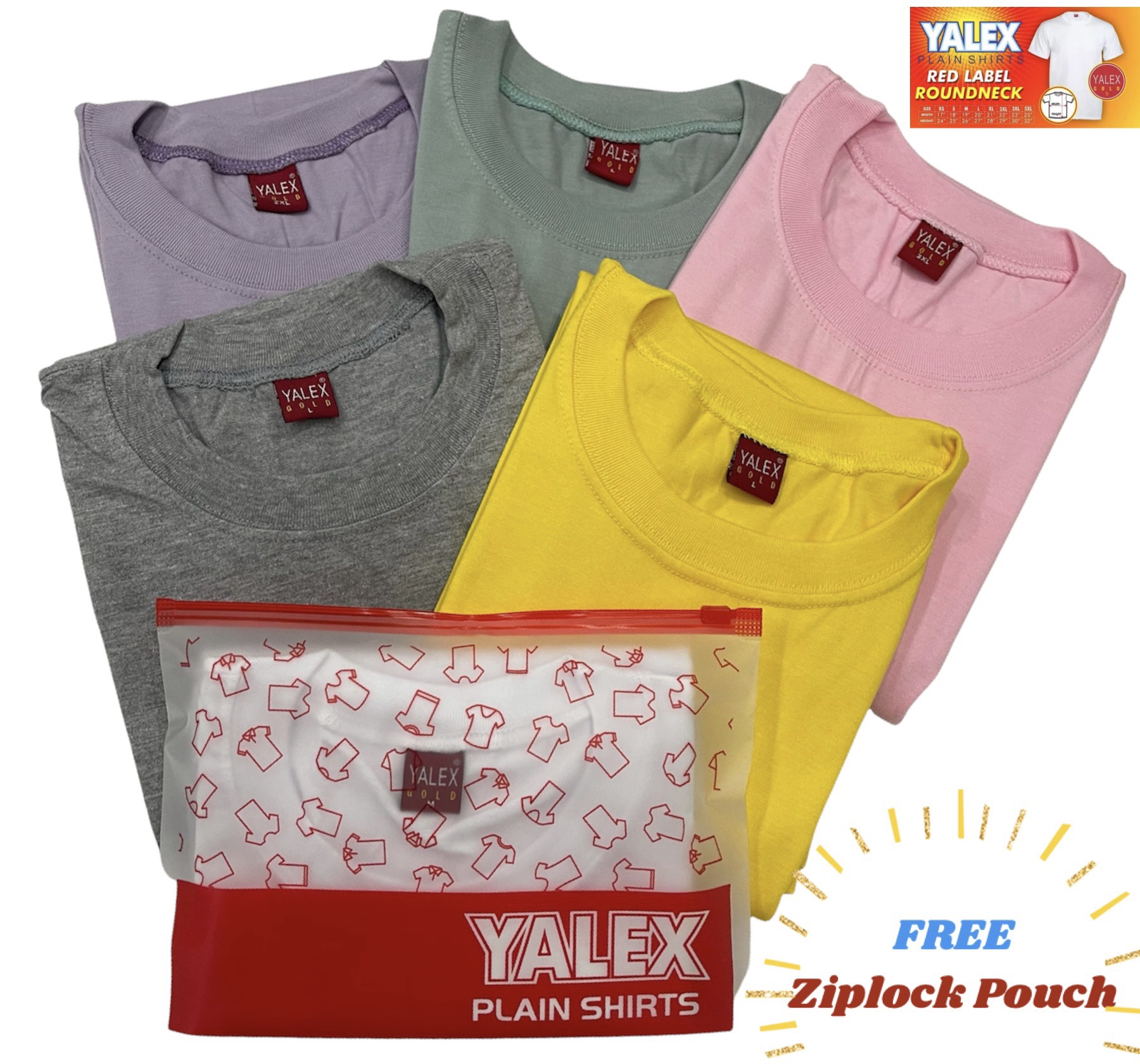 YALEX Red Label Unisex Round Neck Plain Shirts Light Colors