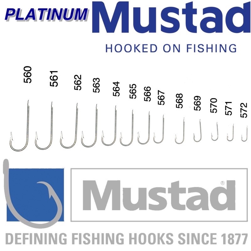 80pcs Per Box MUSTAD 560 - 572 Norway Fishing Hooks | 900MD