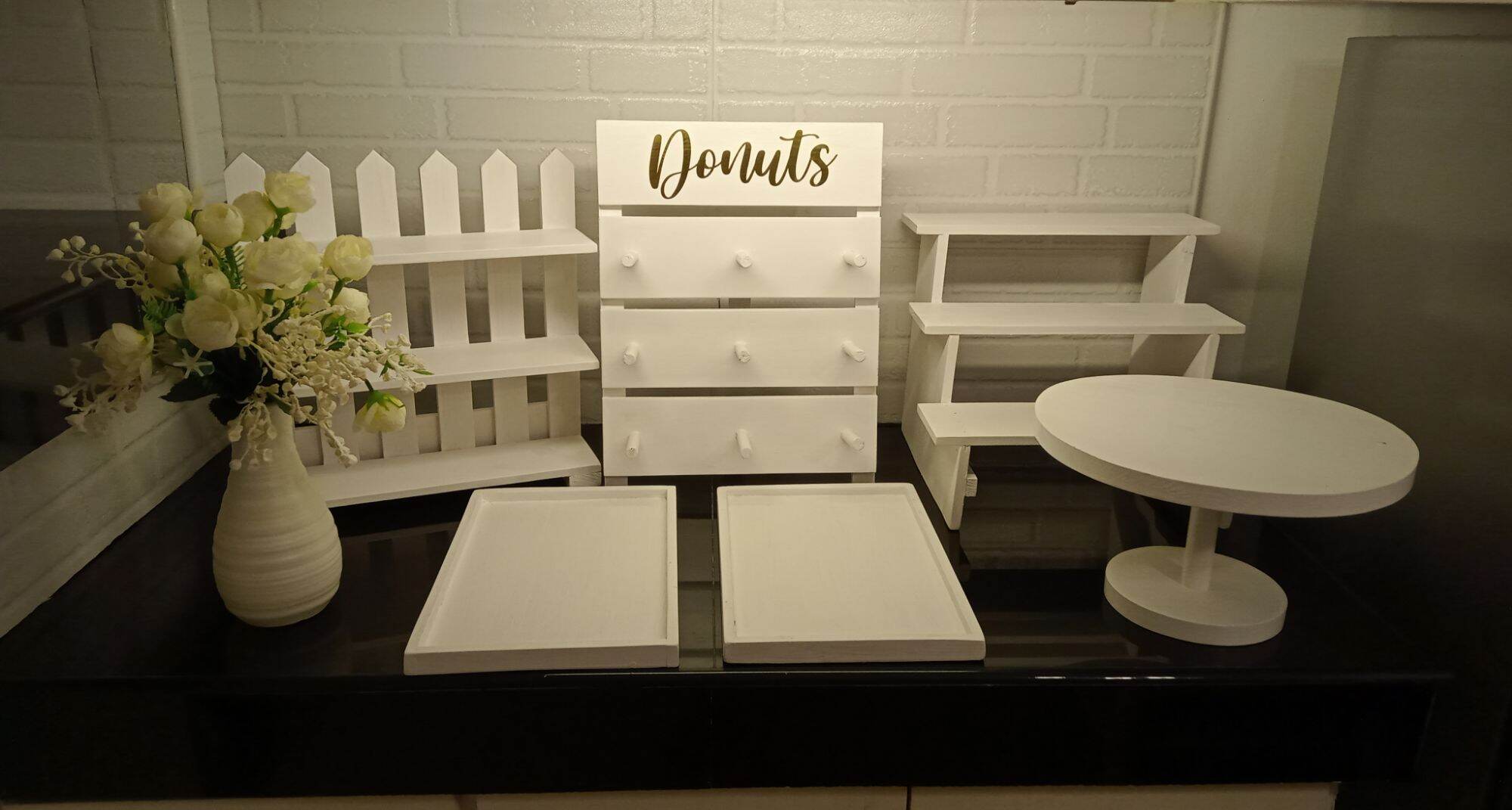 Wooden White Set A (6 pcs)DIY Sweet Corner/Candy/Dessert Buffet