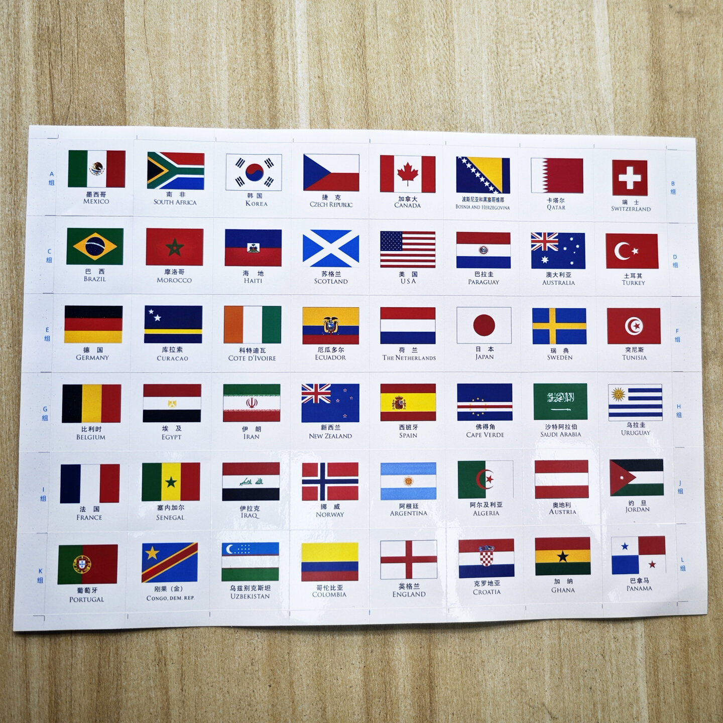 FIFA World Cup Team Sticker Labels