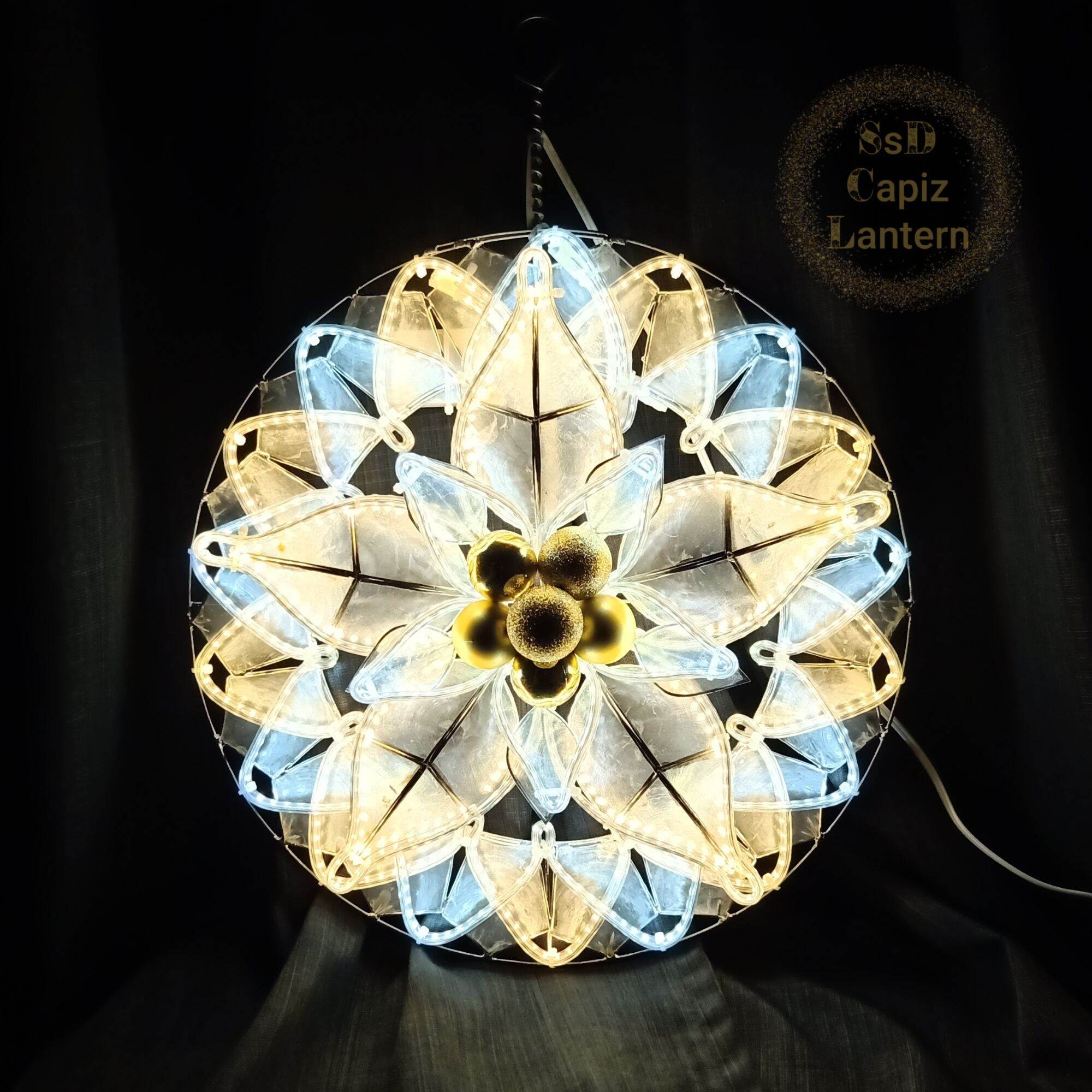 ‼️Special Capiz Poinsettia Christmas Parol / Lantern (16 inches) 110-220v