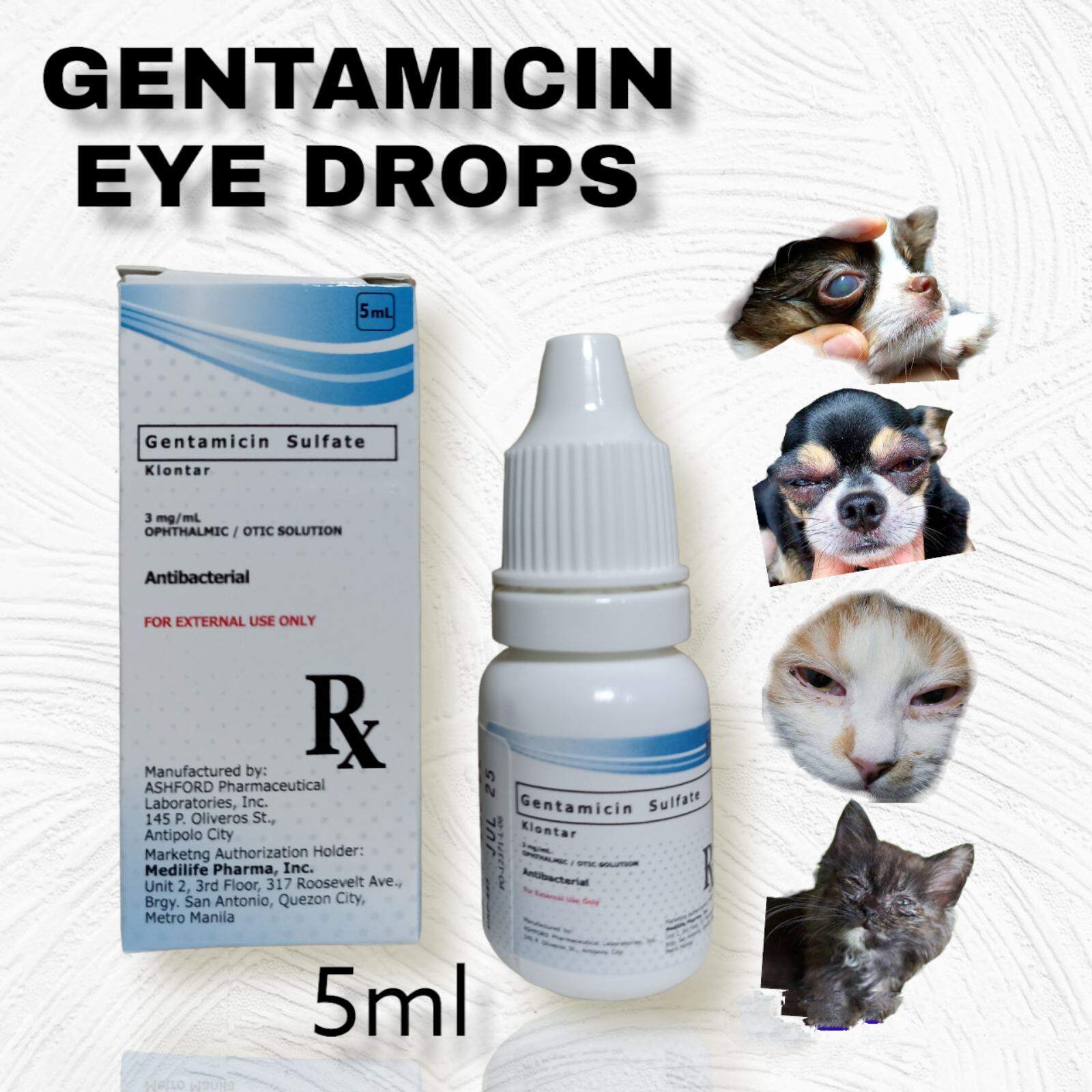 Genta Eye Drops and Ear Drops for Pets Conjunctivitis, Redness, Cloudy