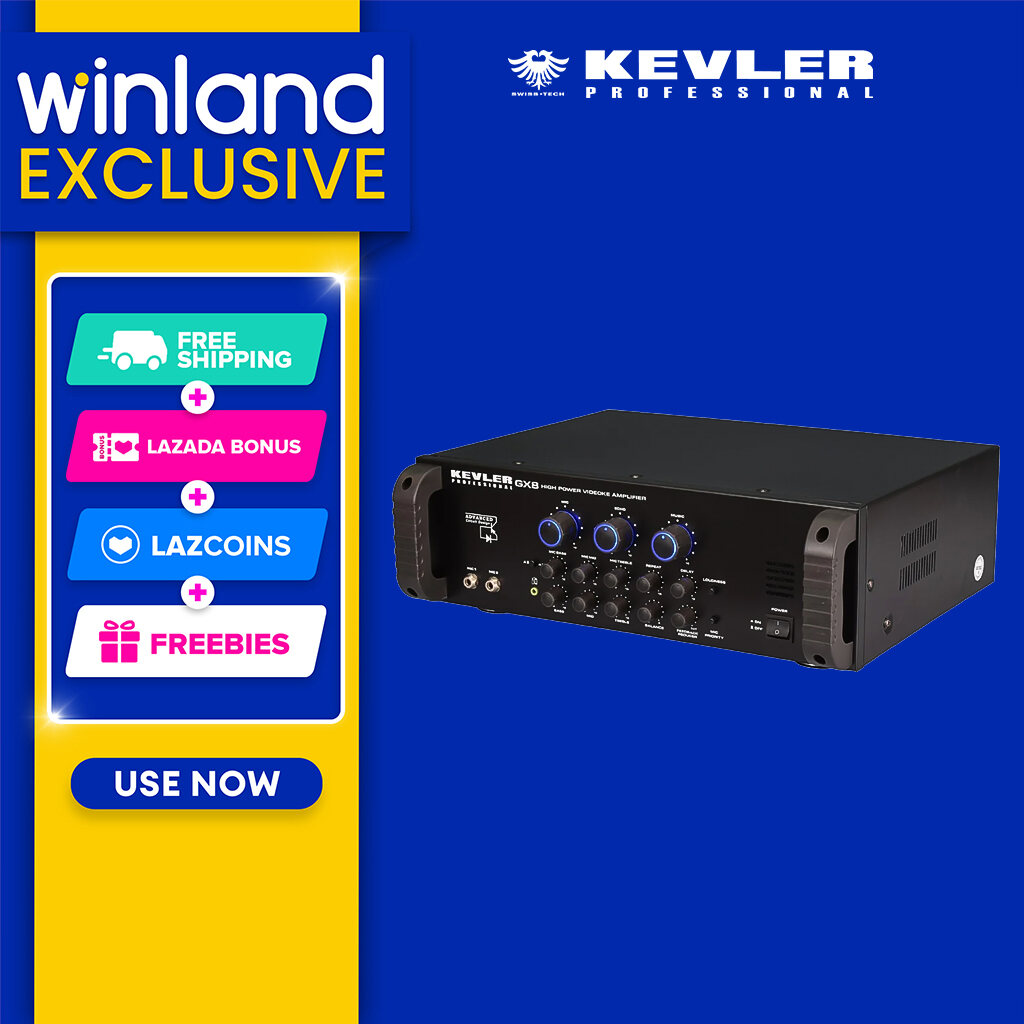 Kevler by Winland High Power Integrated Videoke Amplifier 900W x 2 with 3.5mm Aux Mic Priority Button GX-8