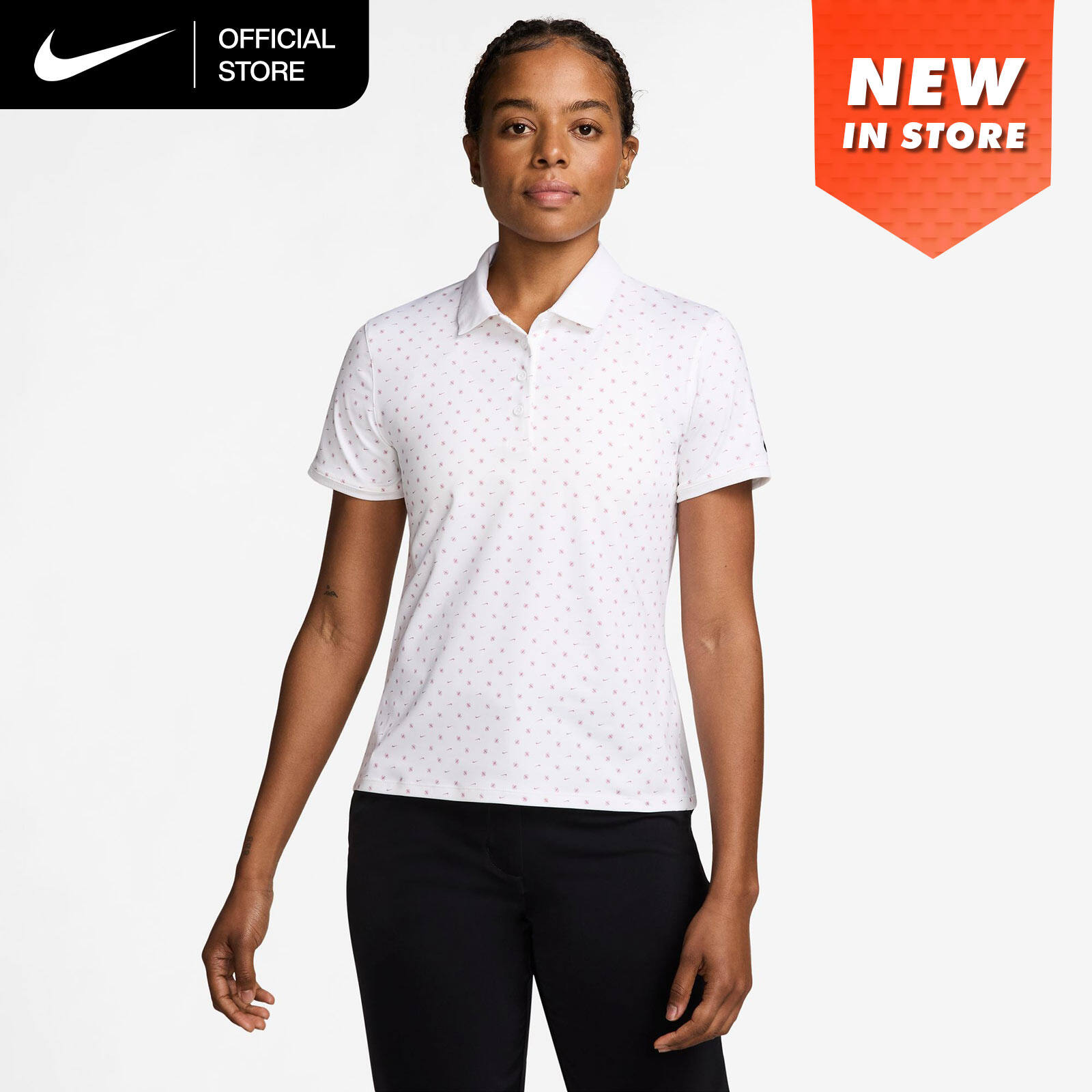 Nike Dri-FIT Women's Victory Printed Golf Polo - White [IR0050-100] ราคา 2,200 บาท*ส่งฟรี