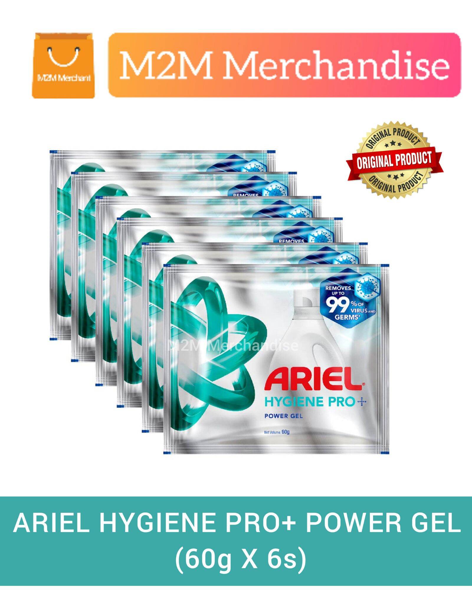 ARIEL HYGIENE PRO+ POWER GEL (60g X 6s) LIQUID DETERGENT SACHET Lazada PH
