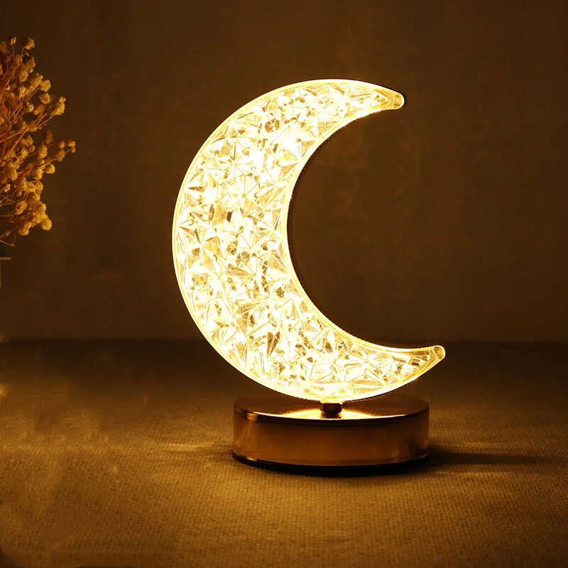 OOKAS Led Touch Table Lamp desk lamp Crystal Diamond Night Light 3 Color Dimmable USB Rechargeable Desk Light study lamp study lamp desk lamp