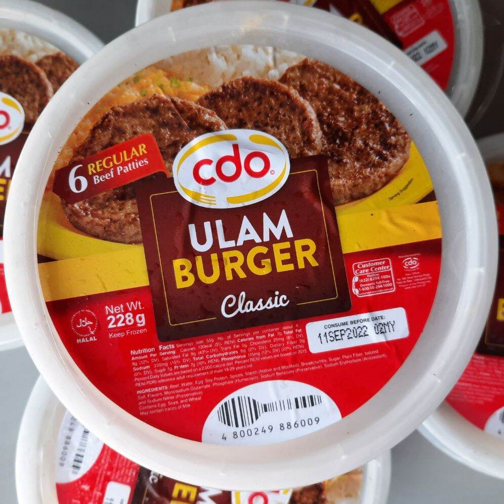 CDO Ulam Burger Patties 6pcs 228G Lazada PH