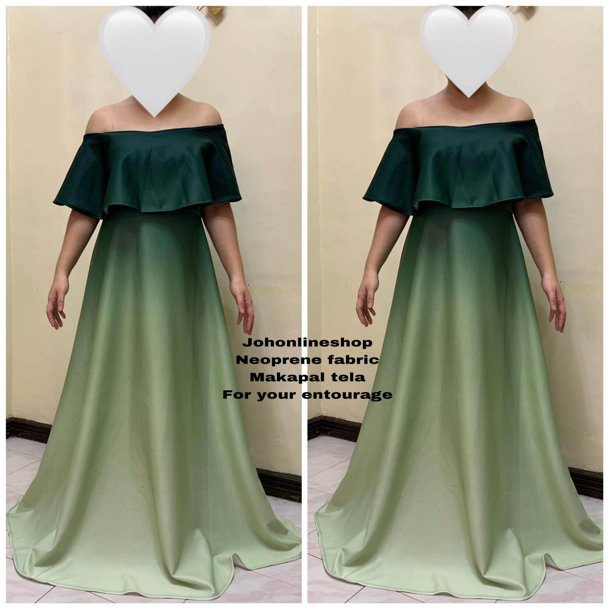 Green Ombre Off Shoulder Neoprene Gown For Bridesmaid Lazada Ph 9753