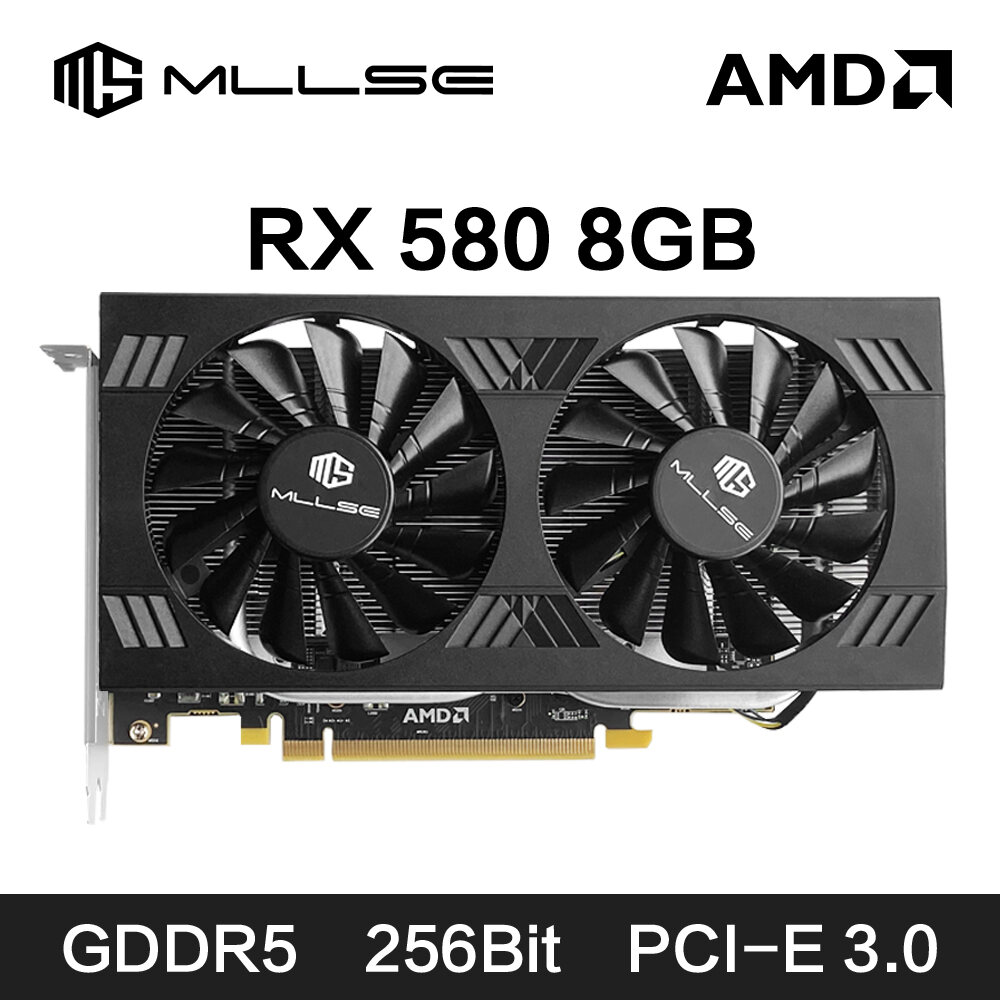 Mllse Amd RX 580 8GB 2048SP Graphics Card Video Card GDDR5 256Bit PCI-E 3.0 ×16 8Pin Radeon Gpu Rx 580 Gaming Placa De Video