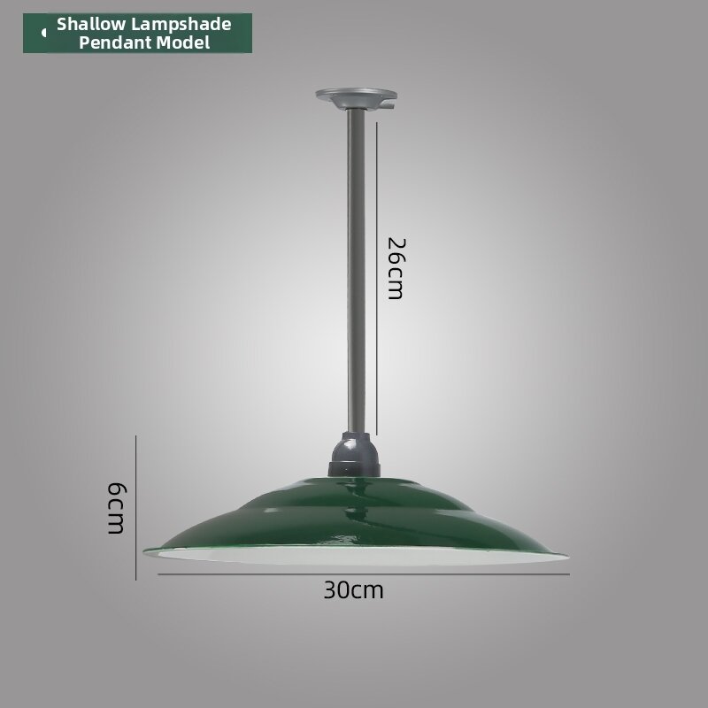 Outdoor Rainproof LED Retro Enamel Lampshade Military Green Industrial Lighting Fixtures Iron Material Vintage Style Lamp Holder