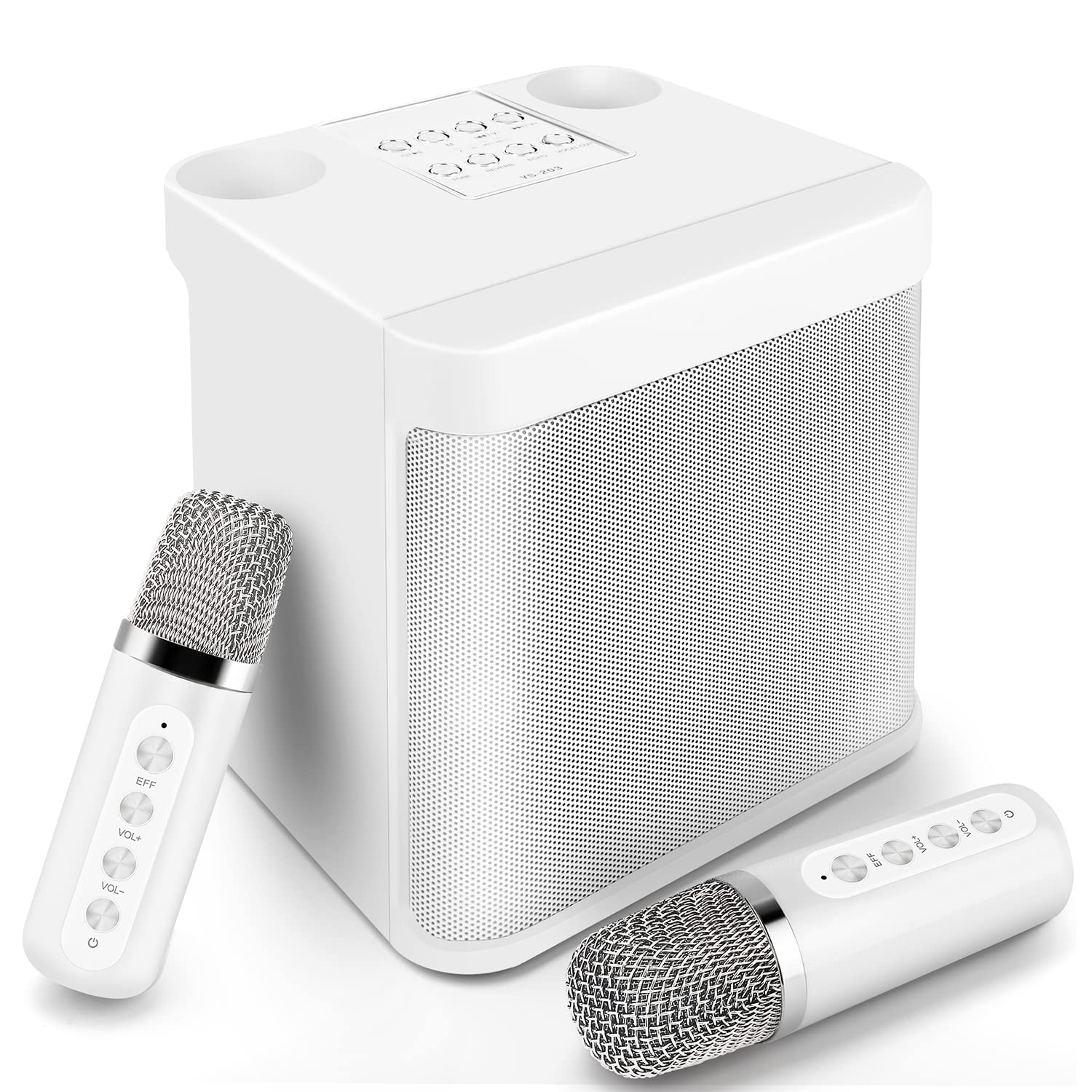YS104 Multifunction Bluetooth Portable Mini Speaker Karaoke Machine  Wireless Microphone Supports Bluetooth / USB / TF Card for Home Party -  White Wholesale
