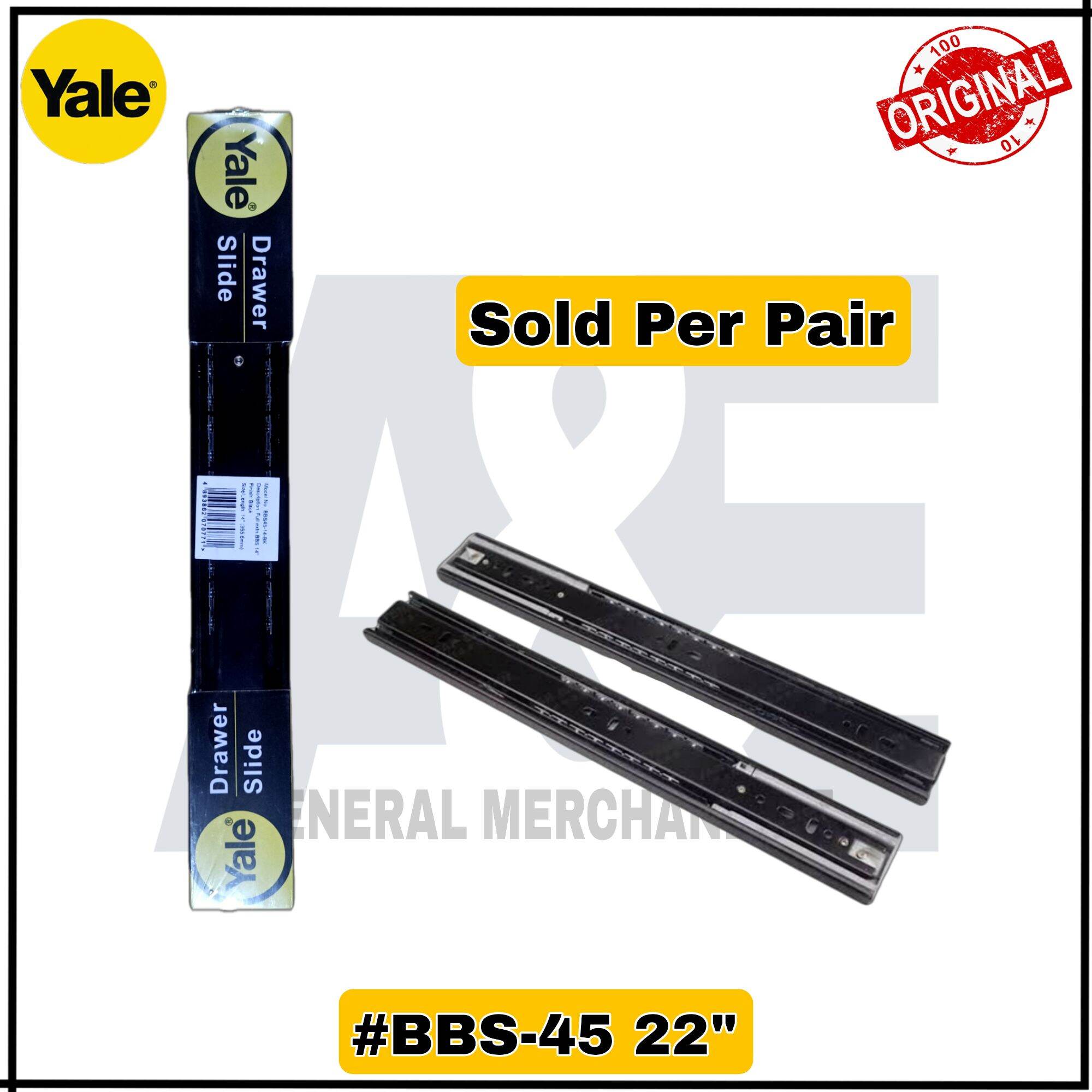Yale Drawer Slides Guide, Full Extension BBS45 (Black Finish) 45Kg