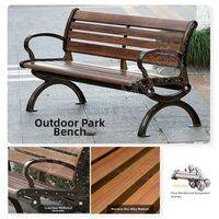 AYIJIE | Outdoor Park Bench Waterproof Sunproof Cast Aluminum with Real Wood Seat Customizable Long Bench for Garden Patio Yard 120x57x78cm