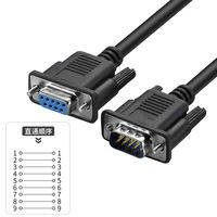 DB9 9Pin Serial RS232 Extension Cable Male Female 1.5m 3m 5m 10m Black OD5.0