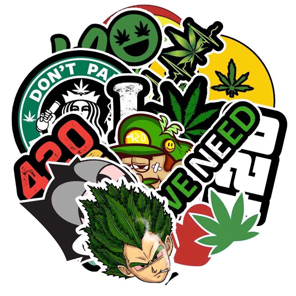 thumbnail interactive-video image 1 of 10-Pack Weed Leaf Vinyl Decals - 420 Green Cannabis Stickers For Laptops, Skateboards 1 of 6