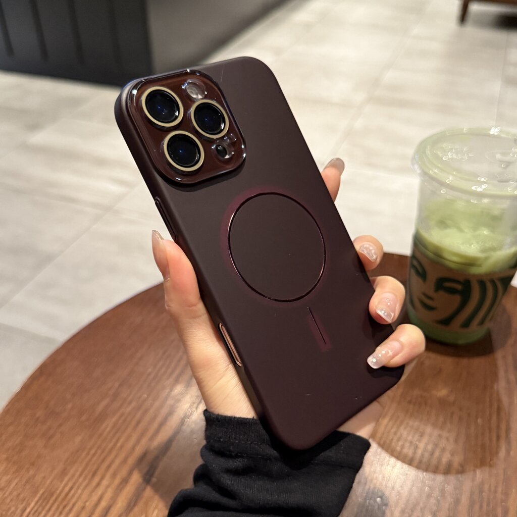 CHUANGYIWEI / Burgundy Velvet-Touch Matte Ultra-Thin Hard Case with Magnetic Charging for iPhones