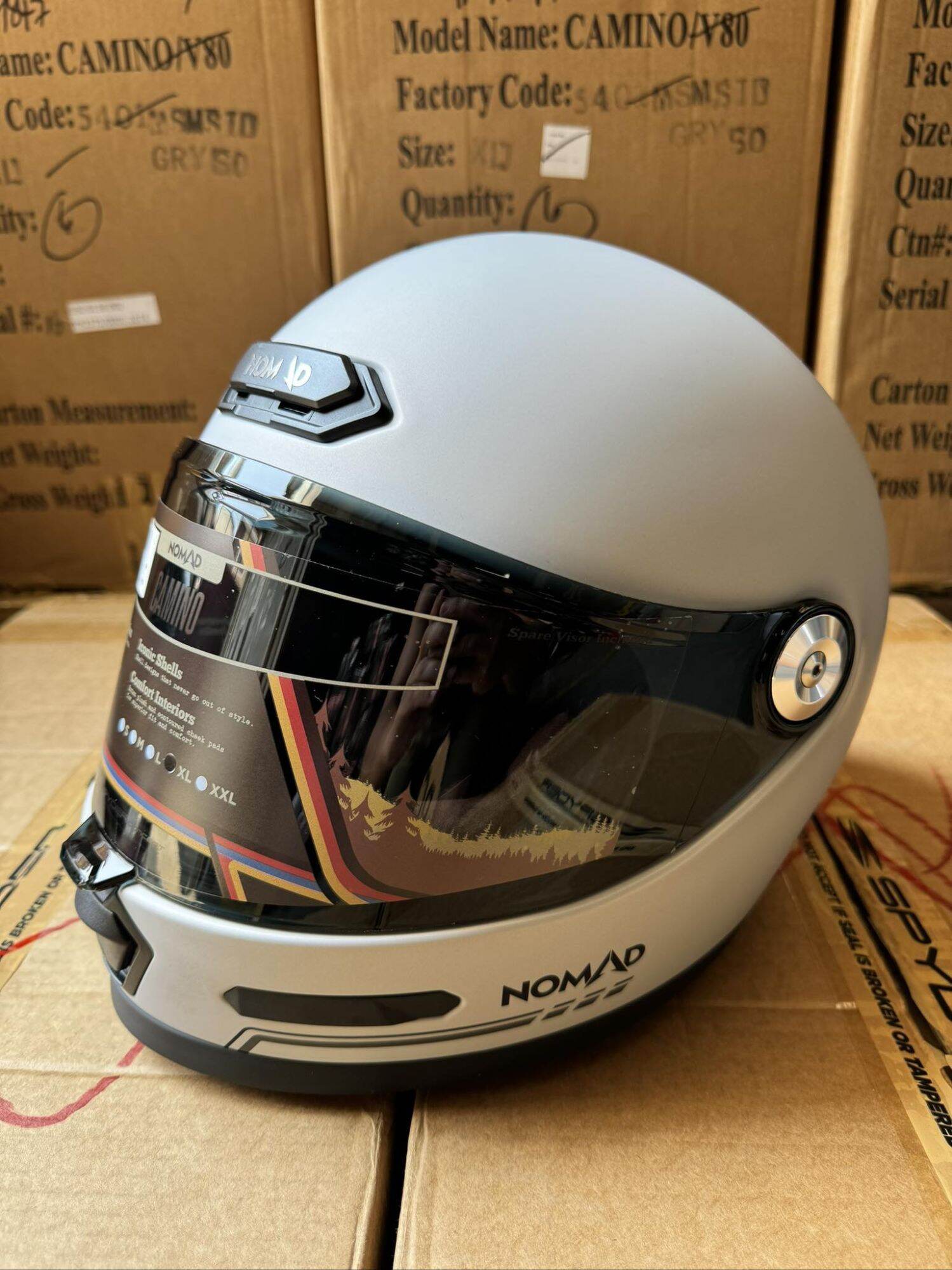 NOMAD CAMINO Fullface Retro / Classic Single Visor Helmet (FREE CLEAR VISOR). 