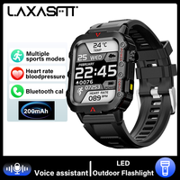 LAXASFIT 2024 Outdoor Military Mens Smart Watch Bluetooth Talk Sports Heart Rate Monitor Smart Watch Android IOS
