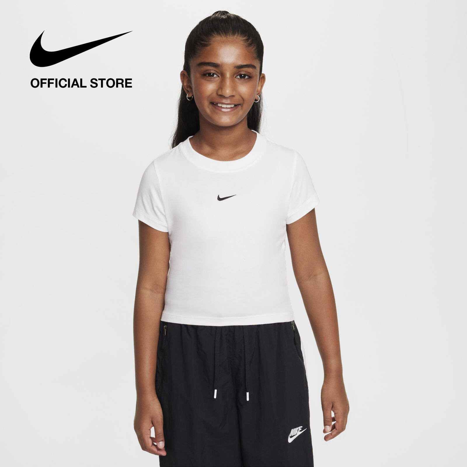 Áo Thun Tay Ngắn Nike Kids' Sportswear Big Kids (Girls') Cropped T-Shirt - White