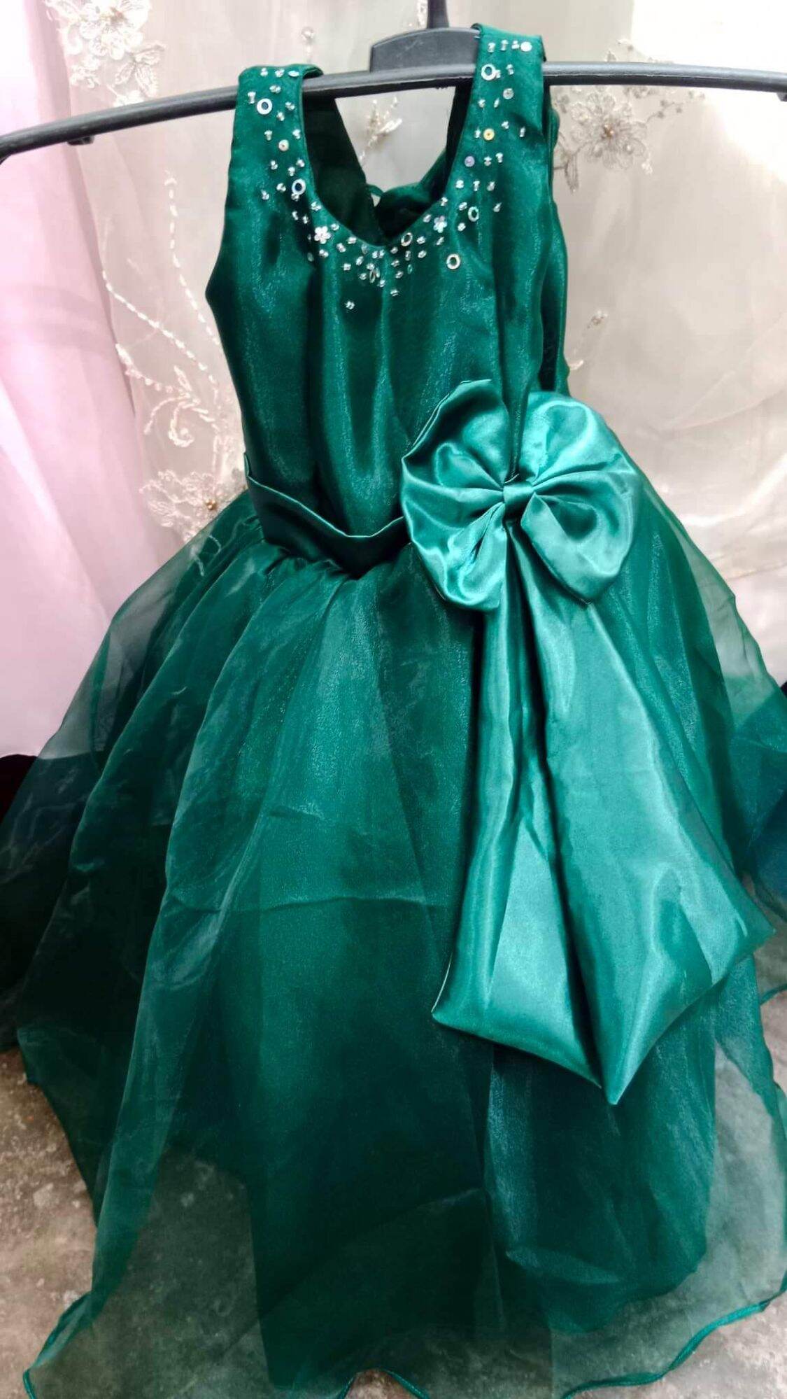 Dark emerald green kids gown for flowergirls birthday party Lazada PH