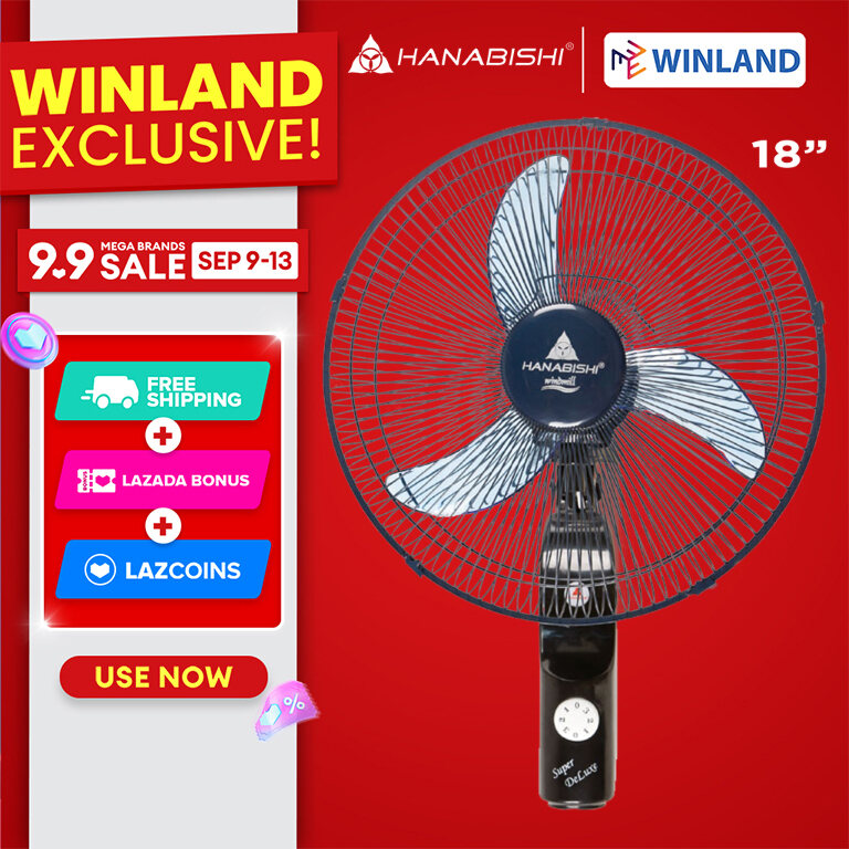 Hanabishi 18" Windmill Wall Fan with 3 Speeds, Winland