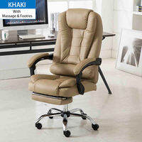 LUVHOME Office Computer Chair Ergonomic Massage Chair Leather Boss Chair Adjustable Height Swivel Chair With Footstool