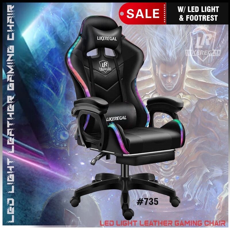 LED Light Leather Gaming Chair Lazada PH