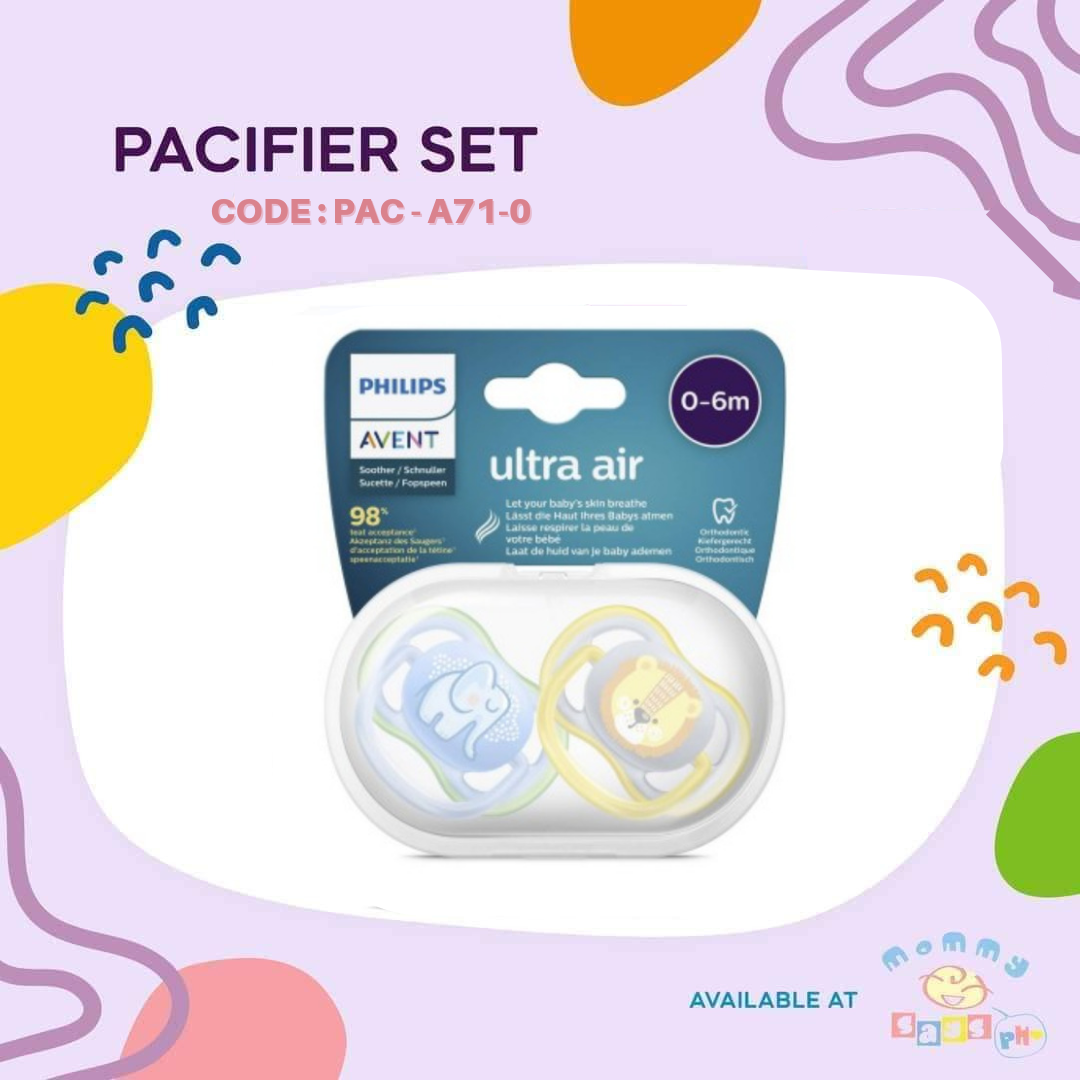 AVENT Ultra Air Pacifier, 06 Months, Elephant/Lionm Design 2pcs a71