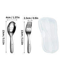 WORTHBUY | WORTHBUY 316 Stainless Steel Dinnerware Sets With Plastic Storage Box Portable Children Fork Spoon Kitchen Cute Mini Kid Cutlery