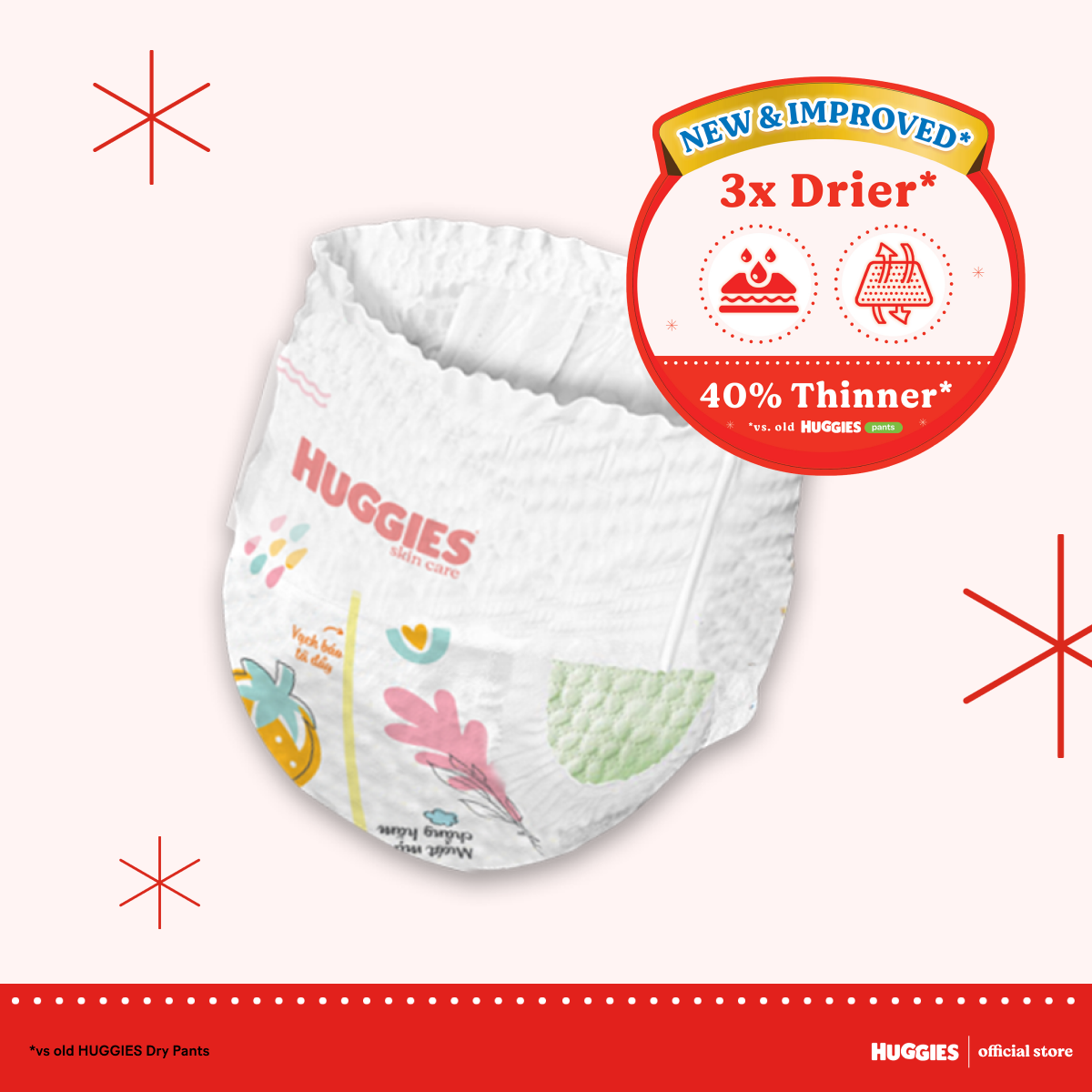 Huggies Dry Pants Skin Care Diaper - Medium, 34 pcs