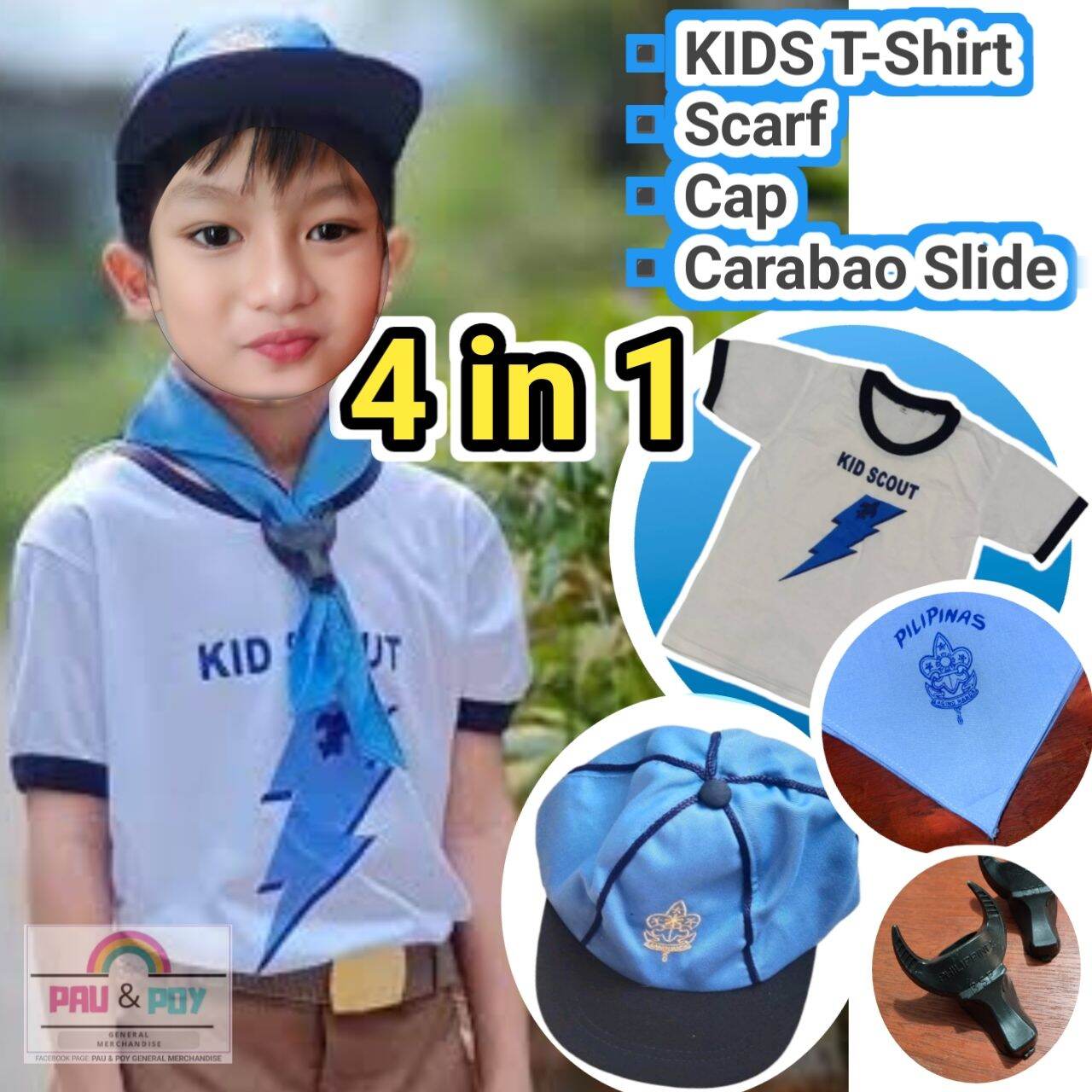 KID SCOUT UNIFORM(4 IN 1 SET), T-Shirt/Scarf/Cap/CarabaoSlide | Lazada PH