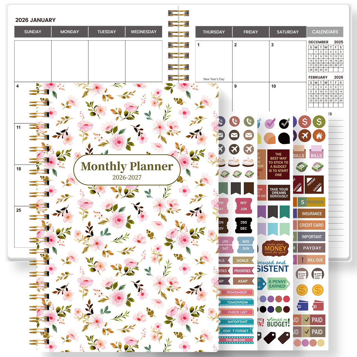 2026-2027 A5 Weekly & Monthly Planner – Jan 2026 to Dec 2027 Spiral Organizer with Calendar & Notes School & Office Supplies