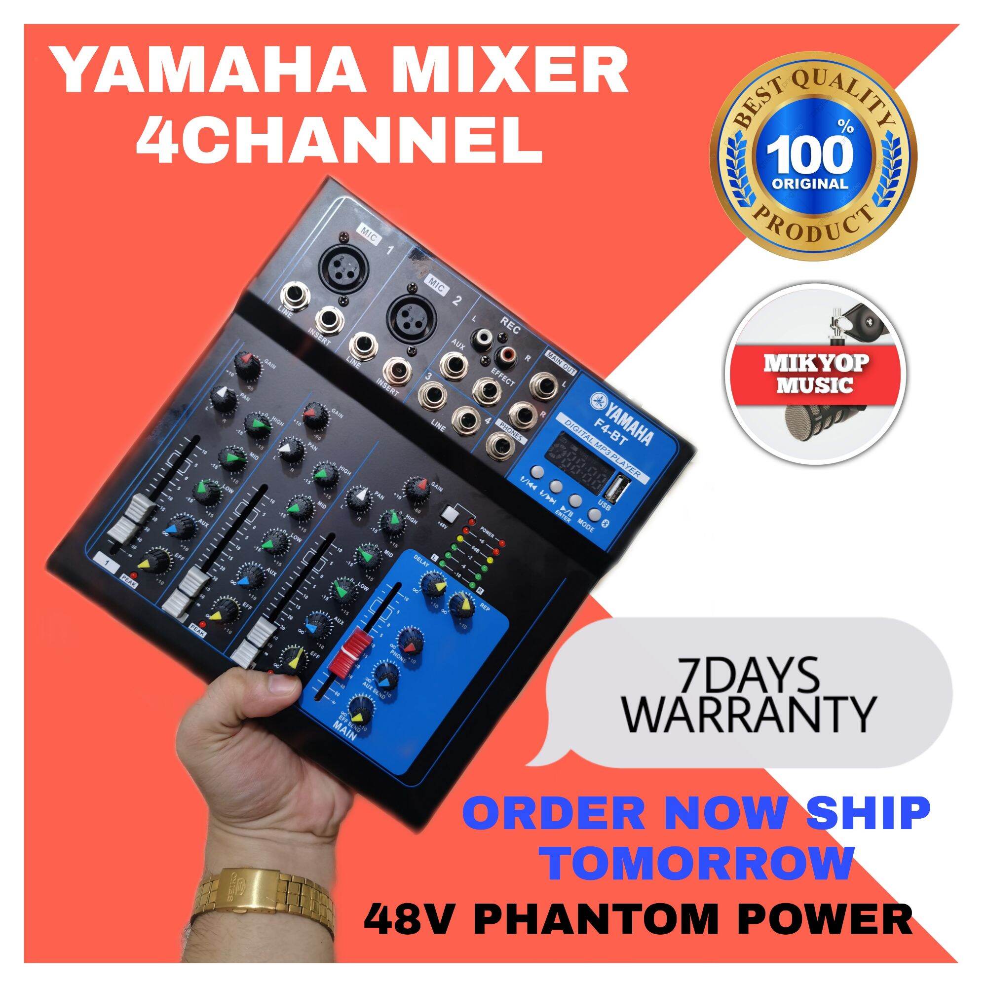 YAMAHA MIXER AUDIO MIXER 4 Channel With Bluetooth 48v Phantom Power USB