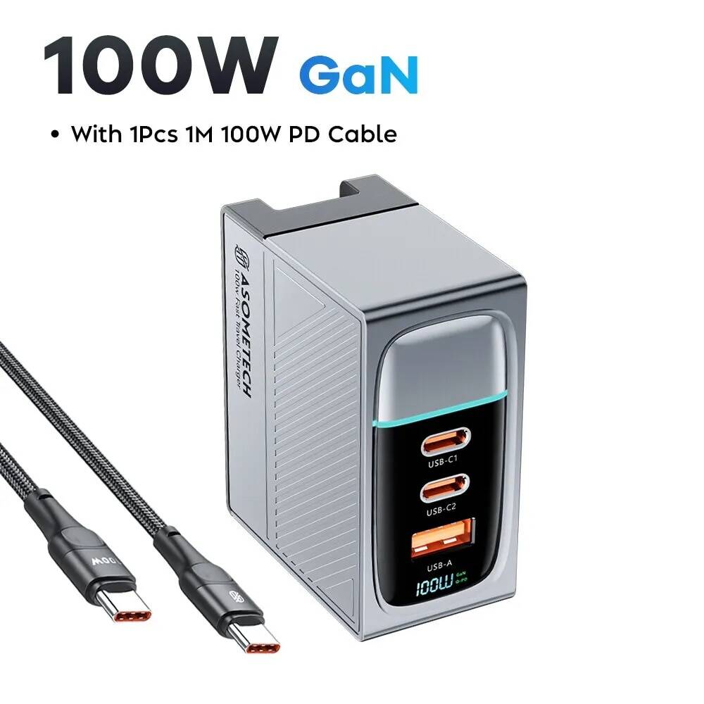 ASOMETECH 100W GaN Charger QC4.0 PD 67W 65W PPS Display Portable Multi ...