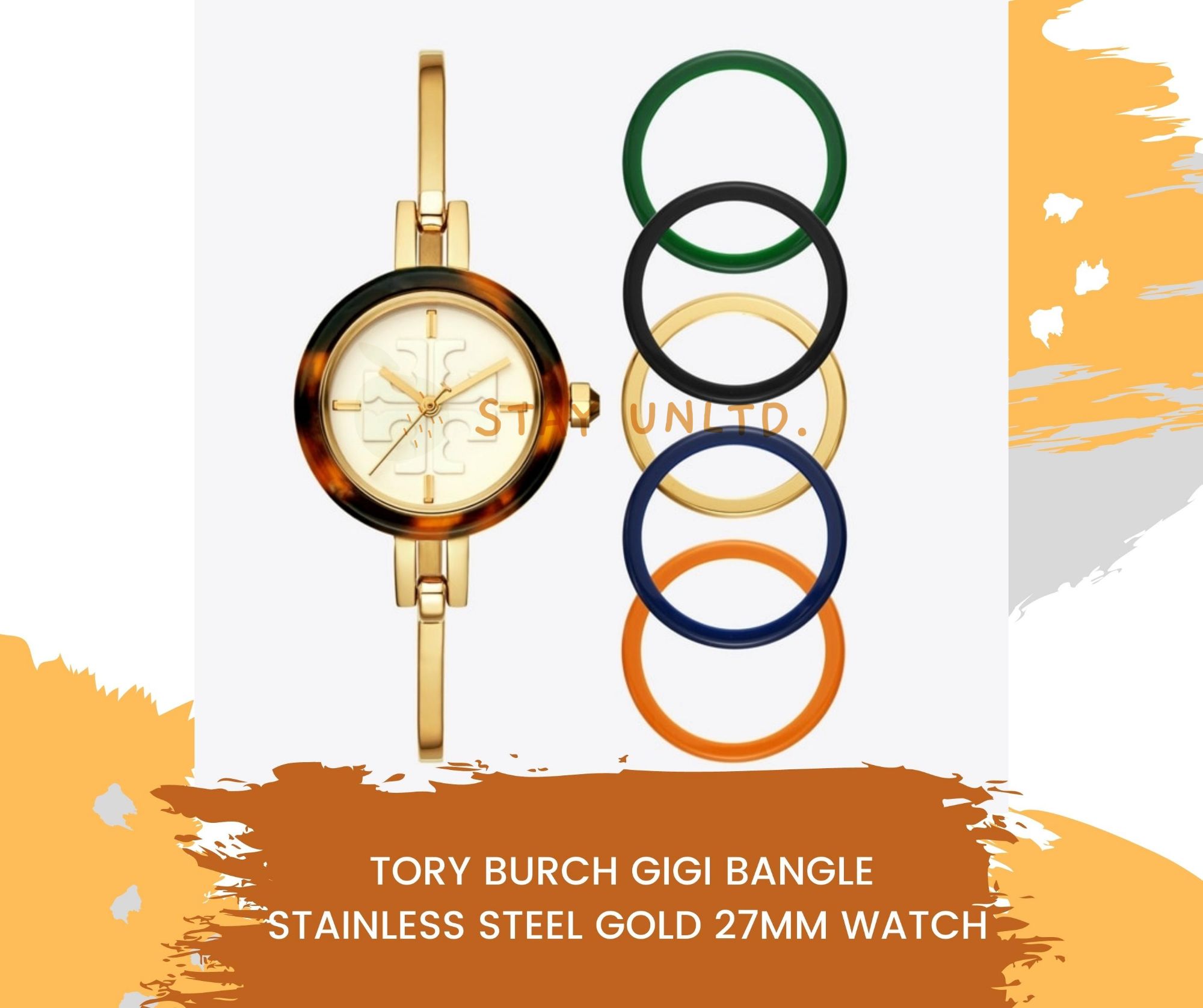 Gigi Bangle Watch, Multi-Color/Gold-Tone, 27 MM