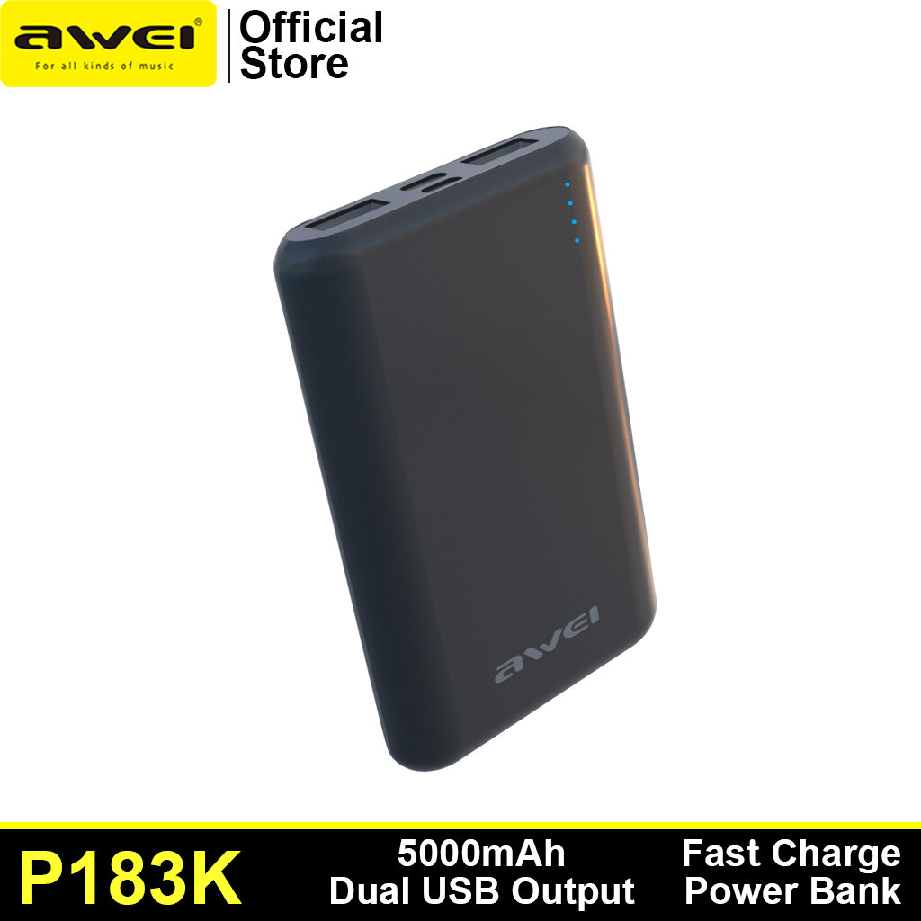 Awei P183K 5000mAh Mini Powerbank with Fast Charge & LED