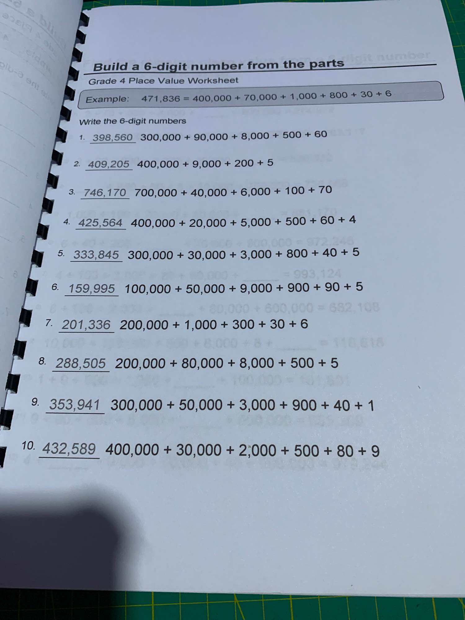 Grade 4 Math Workbook 58 PAGES. 