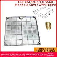 yishujia office | 304 Stainless Steel Invisible Square Decorative Manhole Cover for Submerged Drainage System Brick Laying Compatible Customizable Sink Grate