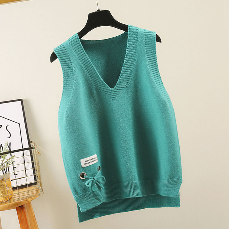 [EAM] Women Loose Fit Green Irregular Cut-out Big Size Vest New V-collar  Sleeveless Fashion Spring Autumn 2023 1DF5237 1DF5237