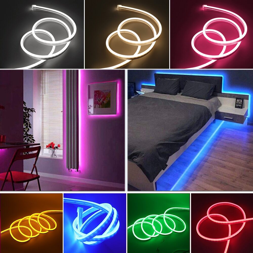12V Neon Strip Waterproof 2835 120Leds/M Home Garden Decor White/Blue/Pink/Yellow/Red/Green Flexible Ribbion Rope LED Strip. 