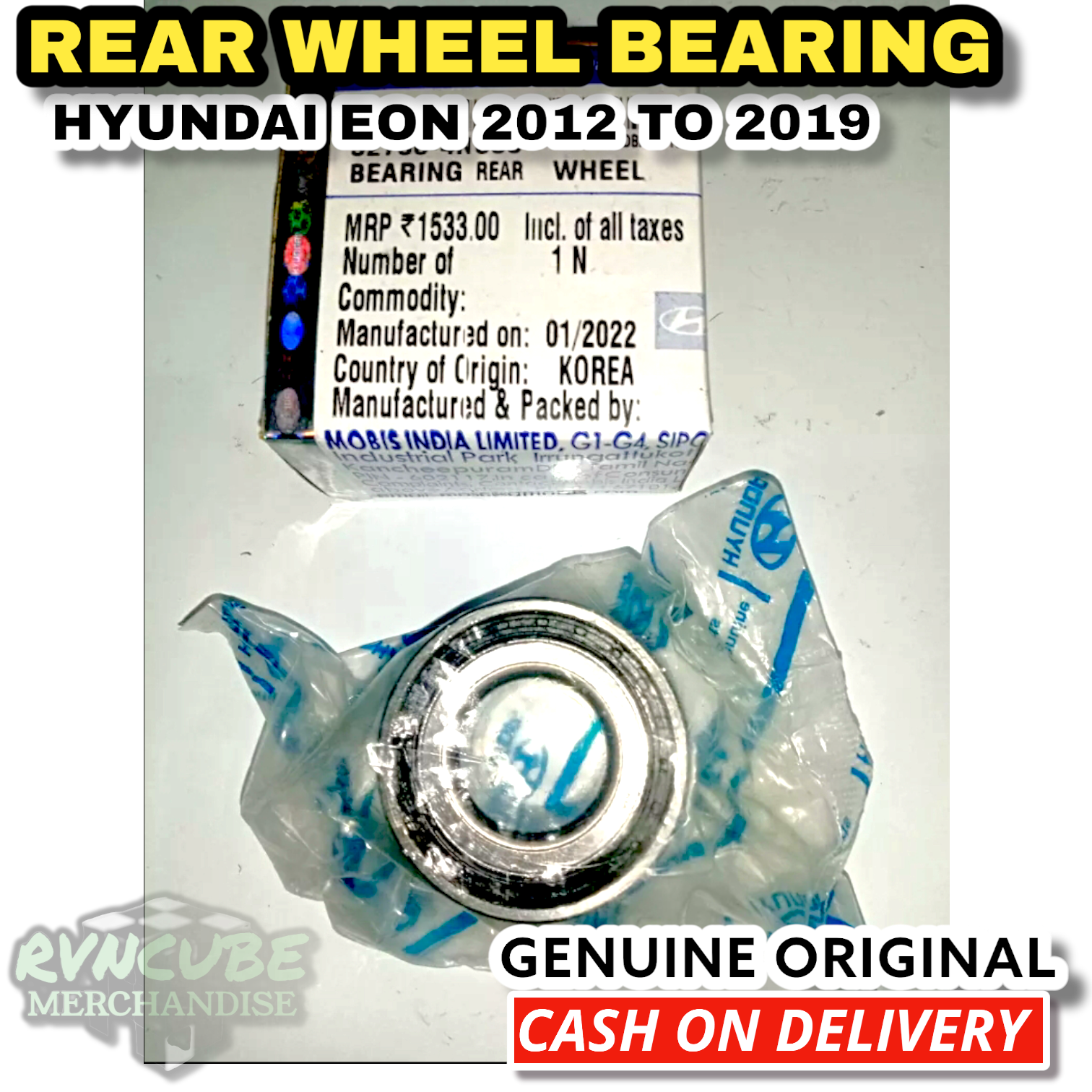 Rear Wheel Bearing 1pc Hyundai Eon 2012 to 2019 GENUINE ORIGINAL