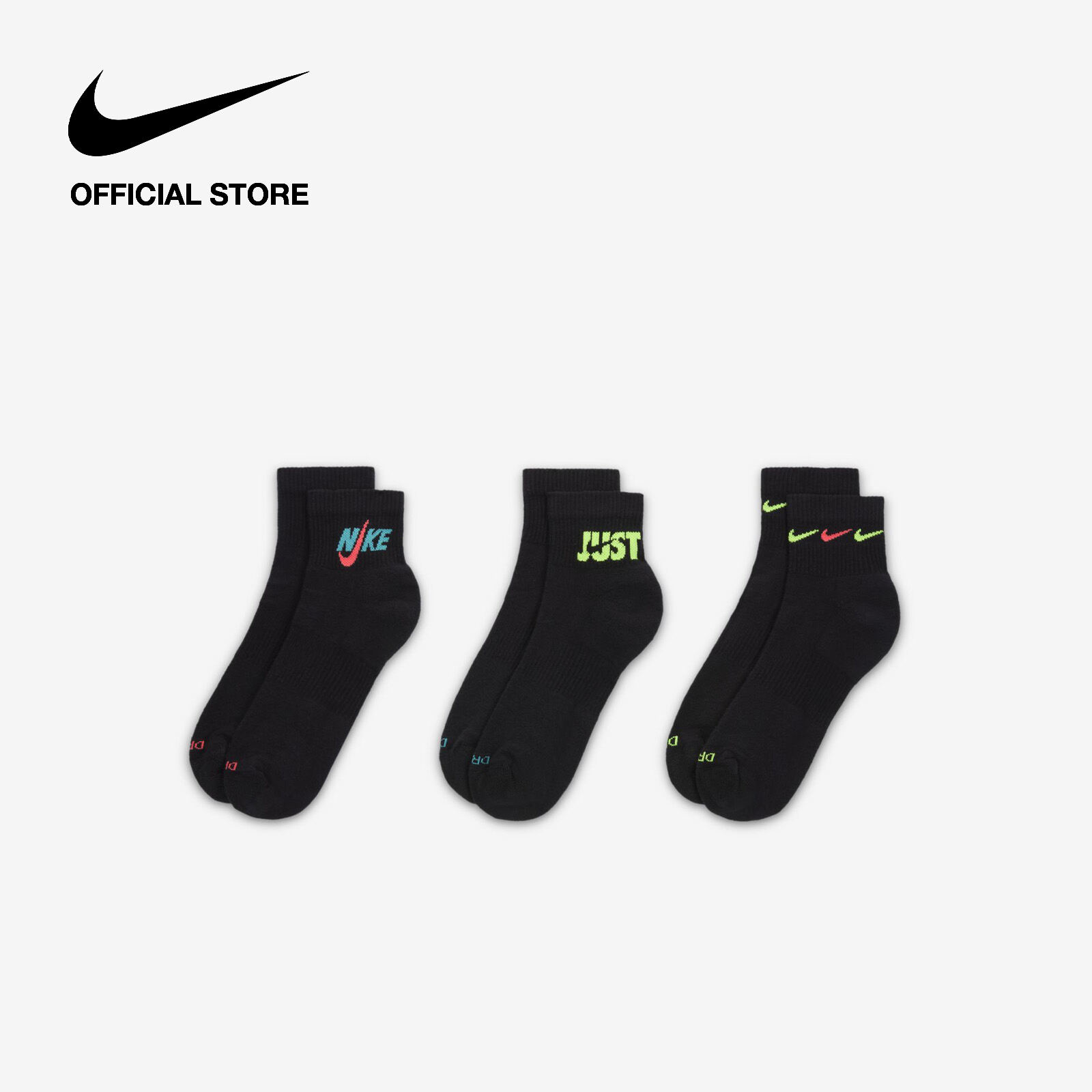 Tất Nike Mens Everyday Plus Cushioned Training Ankle Socks (3 Pairs) - Multi-Color