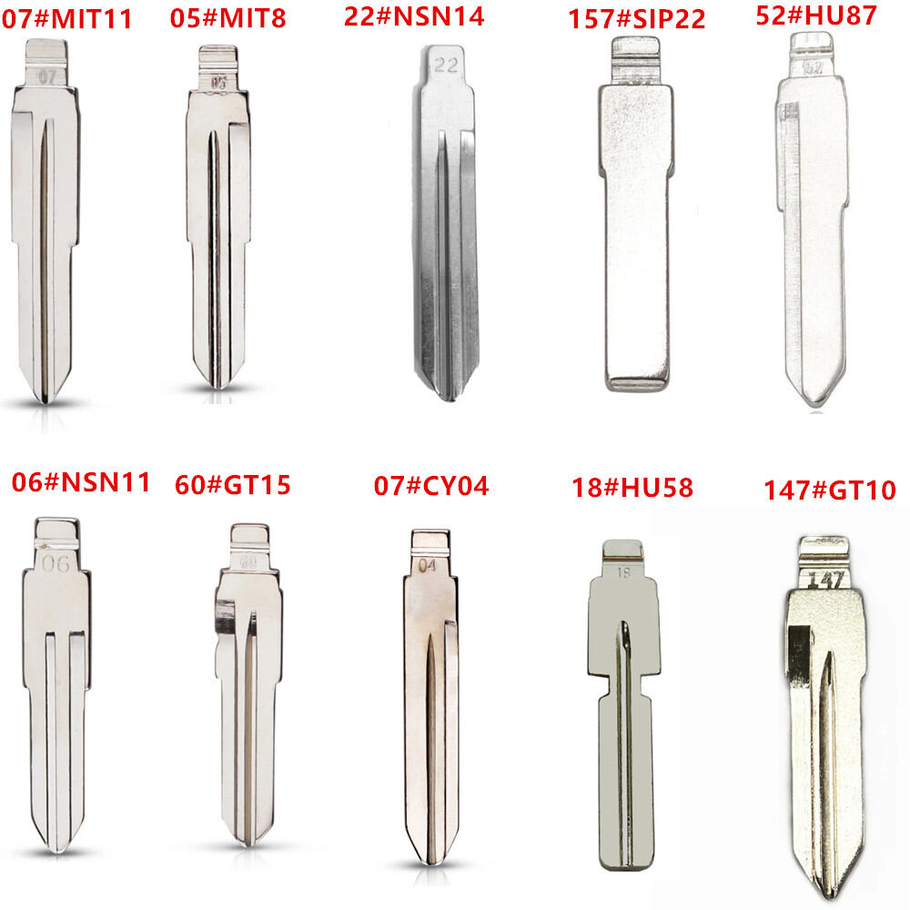 10-Pack Uncut Blank Metal Flip Key Blades MIT11 For Mitsubishi – KD Key Blade Set