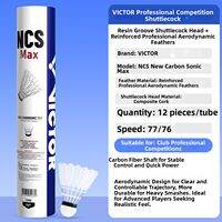 Victor | NCS Carbon Sonic Pro Synthetic Shuttlecock 12pcs Professional Grade Lightweight Badminton Shuttlecock for Training and Competitive Play