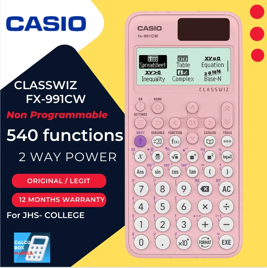 CASIO FX991CW CLASSWIZ SCIENTIFIC CALCULATOR PINK LEGIT WITH 12